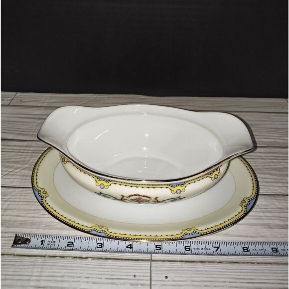 Noritake Morimura Hand Painted Nippon Cornwall Kitchen Gravy Boat & Underplate - Picture 9 of 9